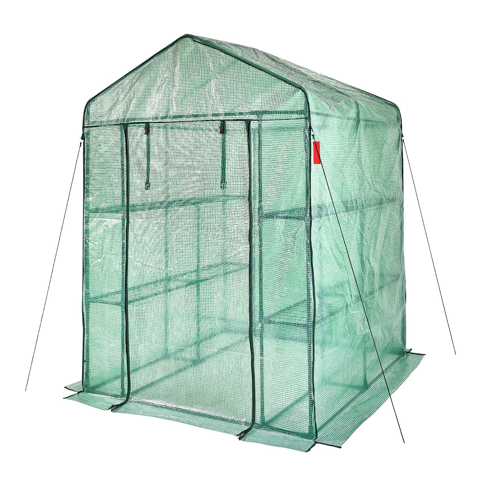 Walk-in Green House, 4.6 X 4.6 X 6.6 Ft , Greenhouse With Shelves, High Strength PE Cover With Zipper Door And Steel Frame, Assembly In Minutes, Suitable For Planting And Storage_maomaolike.com